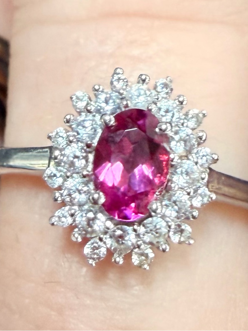 Classic Pink Centerstone Halo Ring - Women's Jewelry